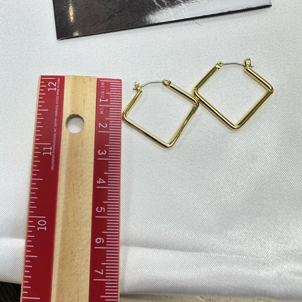 Uncommon James Polished Gold Square Hoop Earrings - Picture 3 of 5